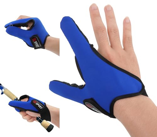 LA HAUTE Guantes de Pesca Protector Dedo Puesto Accesorios de Pesca Casting Guantes Pesca, Mano Derecha, Azul