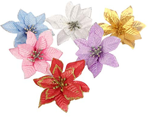 Piezas Decoraciones para Árboles De Navidad Flores De Navidad Artificiales Flores para Arbustos De Flor De Pascua Artificial Decorativas Decoración De Boda