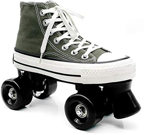 STRTG Canvas Schlittschuhe Rollschuhe Für Damen Mädchen Roller Quad Skates Komfortables Und Atmungsaktives Mit Zweireihigem Rad Obermaterial Leinwand Rollschuhe B,42