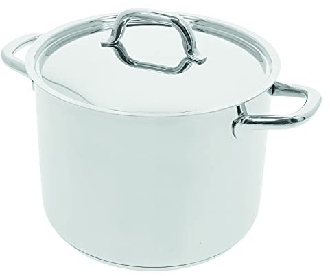 Demeyere marmite à soupe Classico 3 – Marmite à soupe inox avec couvercle pour tous types de cuisinières dont induction – Marmite avec base en aluminium – 10 ans de garantie - Ø 24 cm