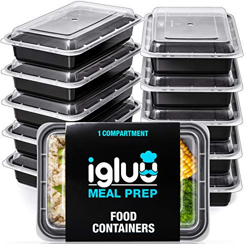 Igluu Meal Prep Boxen mit Deckel (30er-Pack) - wiederverwendbar, mikrowellen-, gefrier-, spülmaschinengeeignet, stapelbar - 828ml Fassungsvermögen - 1 großes Fach - aus BPA-freiem Kunststoff