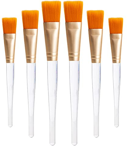 Tegelrying Facial Mask Brush,6 Pieces Soft Face Brushes Mud Mask Applicator Clear Handle for Applying Sleeping Mask,DIY Clay Mask,Body Lotion,Eye Peel Women Girls Makeup Tools,Gold and Brown
