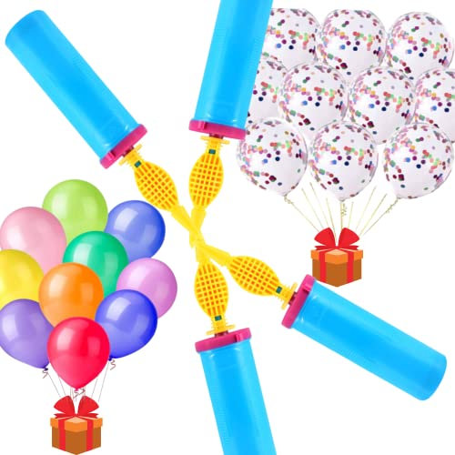Bea's Party Luftballons manuell bidirektional manuelle Luftpumpe für Latex-Ballons und Aluminiumballons inklusive 20 Luftballons Konfetti und Latex zur Dekoration von Partys