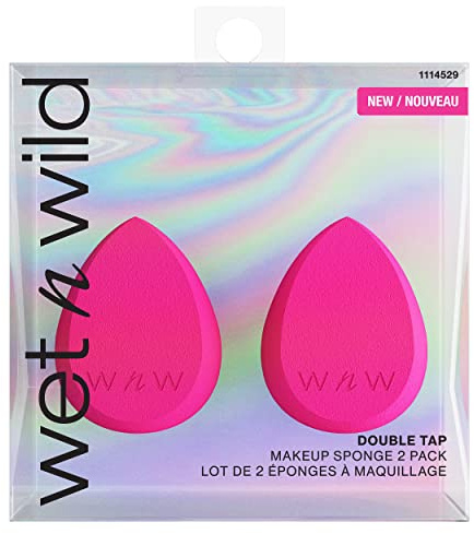 wet n wild Double Tap Makeup Sponge Set, Foundation Blending Beauty Sponge Flawless for Liquid, Cream, and Powder Dry and Wet Blender Make Up Use Vegan, Cruelty Free