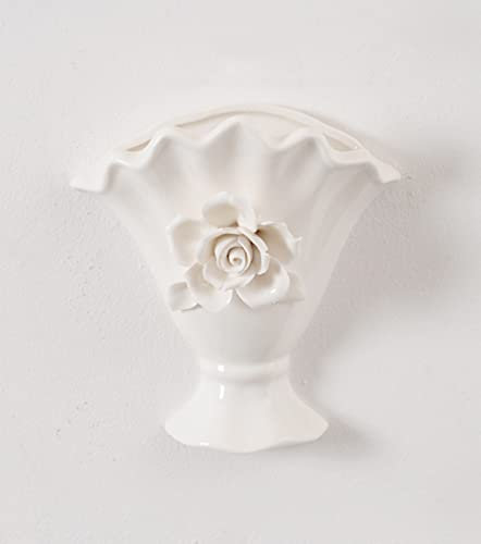 Weiße Blumenvase aus Keramik Wandmontage Pflanzenhalter Keramikpflanze Blumenwand Pflanzer Sukkulenten-Dekoration für Zuhause und Büro