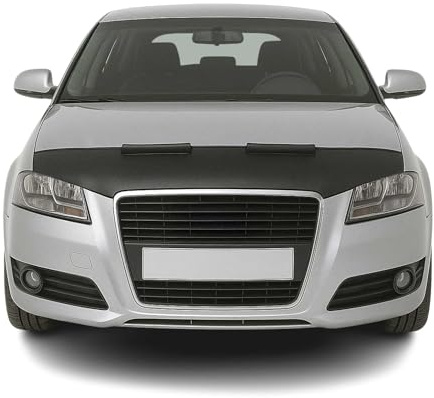 OMAC Haubenbra Halb für Audi A3 8P 2008-2013 Vinyl Schwarz | Steinschlagschutz, fahrzeugspezifisches Design, Car Bonnet Bra