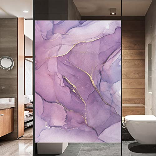 Milchglasfolie, Blickdicht Sichtschutzfolie, Fensterfolie Selbstklebend, UV Sonnenschutz Sichtschutz, zum Dekorieren von Küche, Wohnzimmer, Esszimmer usw - lila abstrakt(75cmx200cm)