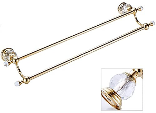 Handtuchstange Handtuchhalter Handtuchhalter Doppelstange, gold Handtuchleiste 40 cm 50 cm 60 cm / Handtuchhalter für Badezimmer Wand montiert Kristall Messing / Schraube Installation ( Size : 60cm )