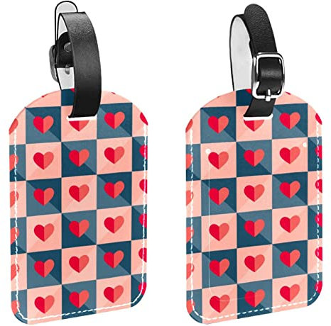 Gepäckanhänger, 2 Stück, Papier, Liebesherzmuster, PU-Leder, Gepäckanhänger, Sichtschutz