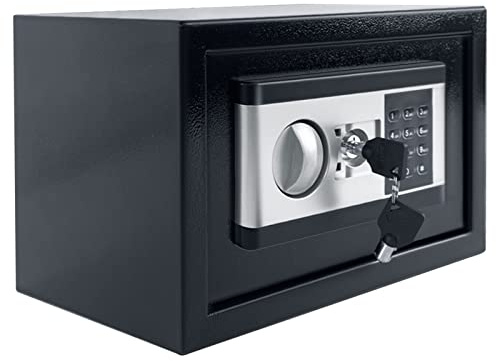 TRMLBE 12L Coffre-Fort pour la Maison Coffre-fort électronique avec mot de Passe Numérique et 2 Clés de Sécurité pour Argent et Bijoux - Noir, 31x20x20cm