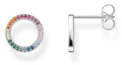 THOMAS SABO Ohrstecker Together rund mit bunten Steinen Silber geschwärzt 925 Sterlingsilber, Geschwärzt