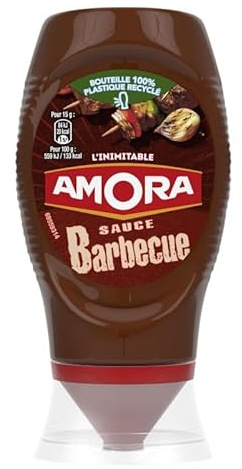 AMORA - Sauce Barbecue douce en Flacon Souple 285g - Idéale pour vos grillades et marinades - Bouillons et aides culinaires. - Le Lot De 4