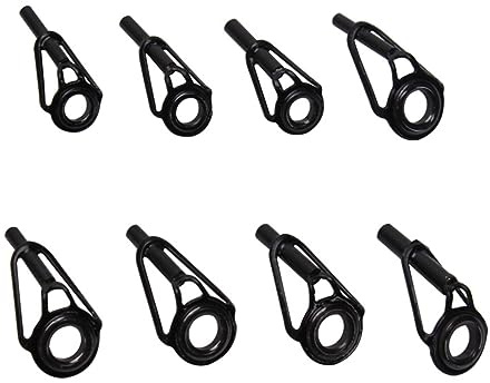 LYQNIHOB Kit de Reparación de Punta de Caña de Pescar 8 Piezas: Anillos de Guía de Pesca de Cerámica y Acero Inoxidable para Cañas de Agua Salada y Dulce