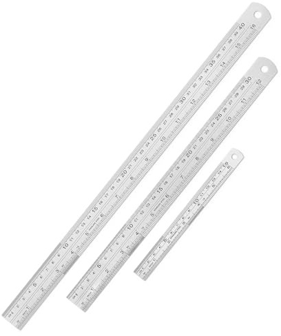 Mr. Pen- Stainless Steel Ruler, 3 pcs, 6, 12, 16, Imperial & Metric Measurements, Metric Metal Ruler Set, Metal Rulers
