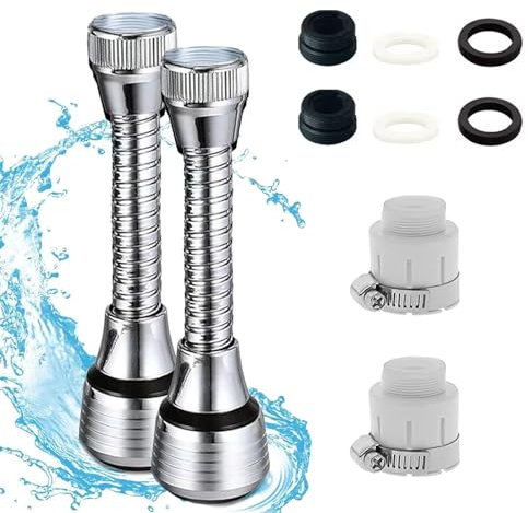 LAQWYNKB aeratore Rubinetto, prolunga Rubinetto Cucina, 2 Pezzi Prolunga Aeratore Rubinetto Lavello,Attacco per Spruzzatore Rubinetto da Cucina per la Maggior Parte dei Rubinetti da Cucina e da Bagno