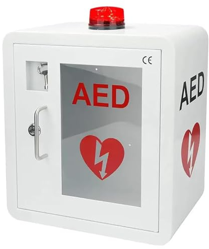 AED Defibrillator Storage Cabinet - Safely Store and Protect Your Cardiac Defibrillation Device - Ideal for Home, Office, Nursing and Bus - First Aid Kit Essential