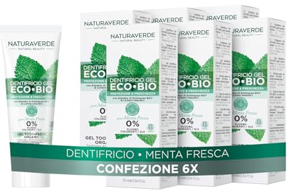 Naturaverde | BIO ECO BIO tandkräm skydd och friskhet, med Echinacea-extrakt och lav islandic 0% fluor, 6 x 75 ml