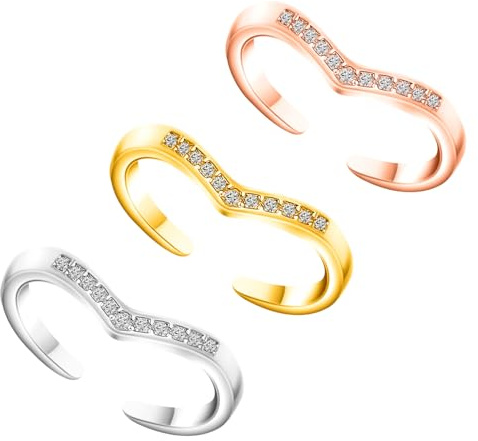 3 Piezas Anillos de Dedo del Pie para Mujer, Kucheed Anillo de Banda Hipoalergénico de Circonita Cúbica Ajustable, Juego de Anillos para Los Dedos del Pie Joyas para Pies de Playa para el Verano (A4)