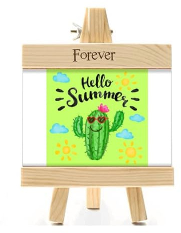 Hello Summer Cactus Art Déco Mode Cadre Photo en Bois Présentoir de Table 10,2 x 15,2 cm