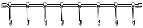 HandtuchhalterHome Küchenleiste Küchengeländer Edelstahl Multifunktional Küchenhelfer Halter mit beweglichen Haken für Kochzubehör Lang 60cm 8 Haken