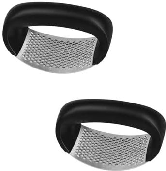 AORHOFJ 2 Piezas Acero Inoxidable Ajo Compresor Balancín, Nueva Prensa de Ajo de Acero Inoxidable, Batería de Cocina Cortador de Ajo Balancín, Molino de Ajo Kitchen Aid (Negro)