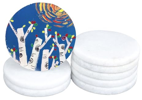 elthmpr Steine zum Bemalen - Weiß Flache Steine zum Bemalen 8 Stück Dekosteine Groß 6,3cm Durchmesser Steine zum Bemalen Set für Kunst Kunsthandwerk Aquarium Deko