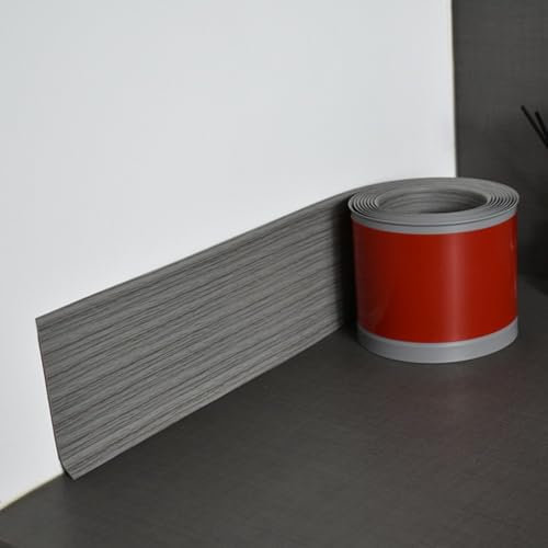 Battiscopa morbido, 2 m x 10 cm, flessibile, decorativo, in PVC, impermeabile, per soggiorno, bagno (grigio)