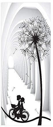 3D Türtapete Türaufkleber Selbstklebend Türfolie Poster Fototapete Türbilder Türtattoos Wasserdichte Tür Stickers für Kinderzimmer Wohnzimmer Badezimmer 70x200 cm Weißer Bogen & Löwenzahn