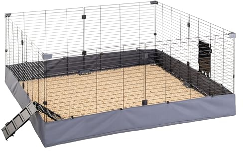 Ferplast Gehege für Meerschweinchen HUB 04, Ideal für kleine Tiere Käfig, Innen-/Außenbereich Tiergehege, Wasserdicht - Maschinenwaschbarer Boden, Erweiterbar und Modular, 140 x 140,5 x 59,5 cm