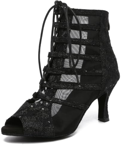 MINITOO Sandales de Danse Sexy pour Femme, Ouvertes, Bottines de Danse, 38 EU