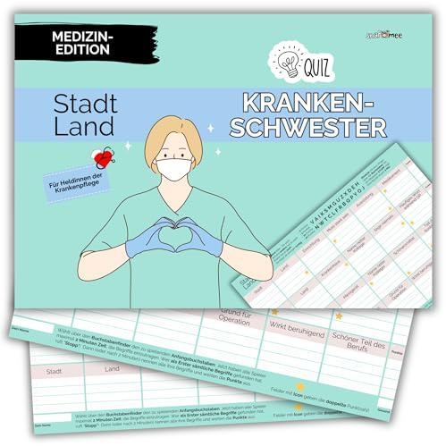 Stadt Land Krankenschwester by snaPmee - Ratespiel für Krankenpfleger - Spiel & Danke Geschenk für Krankenschwestern - 50 Blatt Din-A4