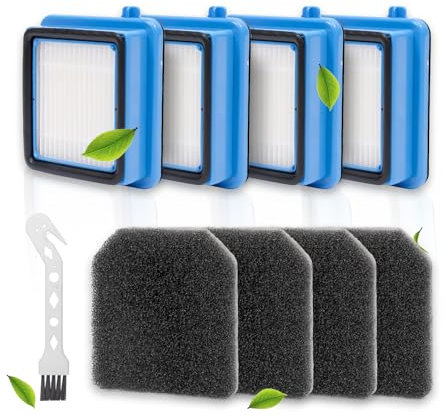 Filtros para Aspiradora QX7 QX6 QX8-2 Filter Set de Accesorios para AEG 4 Juegos de Reemplazo de Filtro de Aspiradora para Electrolux,4 Filtros Premotor,4 Filtros Higiénicos de Esponja 1 Cepillo de