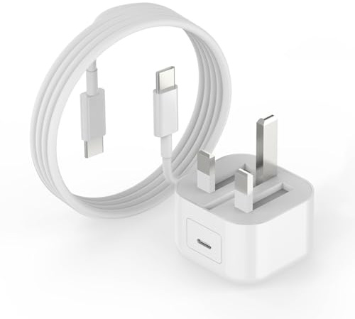 20W USB C Charger Plug, Power Adapter with 2M Type-C to C Charging Cable | Super Quick Charging, Mfi Certified USB C Fast Wall Charger for iPhone 17/16/16 Plus/16 Pro/16 Pro Max/15/iPad Air/AirPods