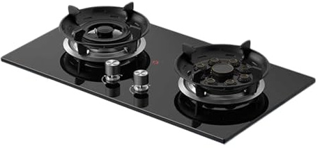 Cuisinière À Gaz 2 Brûleurs, Cuisinière En Cuivre Moulé En Verre Trempé, Cuisinière De Conversion NG/GPL, Avec Protection Contre L'extinction, 4,8 KW/5,2 KW, Convient For La Maison Et Les Camping-cars