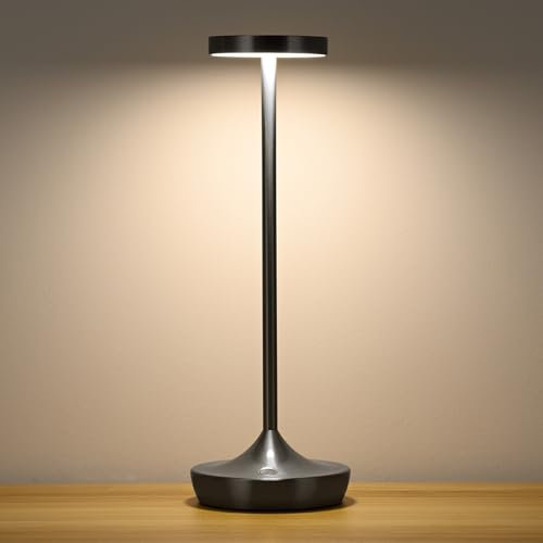SLSMD Lampada da tavolo senza fili LED Ricaricabile Dimmerabile 6000mAh 3 Modalità di Luce USB-C Lampada da tavolo Uso Interno/Esterno (Nero)