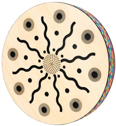 Laroal 8 Inch Sea Stream Drum Wooden Frame Hand Drum Surf Drum Ocean Wave Drum for Party Dance Song Relaxing Sound Effect Music Enthusiasts