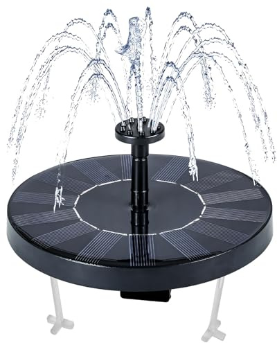 Solar Springbrunnen für Außen,2025 Neue Solar Teichpumpe mit 7 Düsen und 4 Fixe Rohre,Solarbrunnen für Draussen,Solar Wasserpumpe Solar Schwimmender Fontäne Pumpe für Garten,Teich,VogelBad