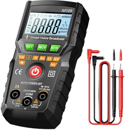 Multimètre numérique - Compteur de courant et de tension 4000 | Testeur d'électricité avec transmission vocale automatique pour installations électriques Batteries de voiture et accessoires de