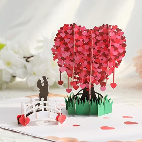 Hochzeitskarte Pop-Up, Karte Hochzeit 3D, Hochzeitskarten mit Umschlag und Grußkarte, Glückwunschkarte Hochzeit für Valentinstag Hochzeitstag, Hochzeitsgeschenke für Brautpaar