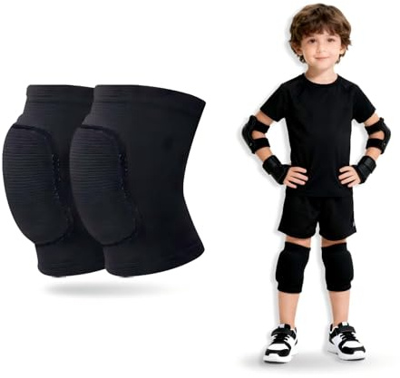 Knee Pads for Kids Age 5-10 Years, Volleyball Knee Pads Thick Sponge Youth Girls Boys Anit-Slip Sport Knee Support Kneepads Brace for Volleyball Dance Yoga Running Climbing Black