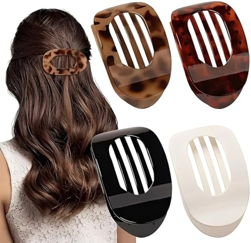 JYNXOR Hair Clips,4 Piezas Pinzas Pelo Mujer,Pinzas para el Pelo Planas,Pinza para el Cabello Para Mujer,Pinza para el Cabello Diseño Curvo,para Acostarse y Conducir