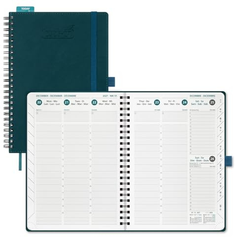 BEZEND Kalender 2026 2027 Buchkalender 1 Woche 2 Seiten A5 (21,5 x 15,5 cm)