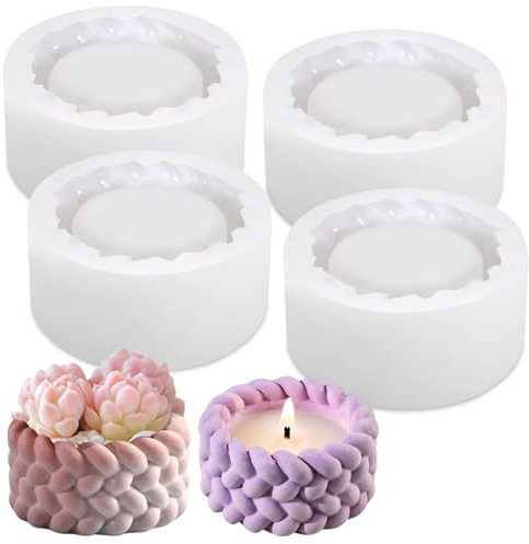 4STK Silikonformen Gießformen Silikon Silikonform kerzenhalter Set Runde | Wiederverwendbare Gießformen Silikon DIY Kerzenhalter Epoxidharzform für Handwerk Wohndekoration Stabhalterung für Gießformen