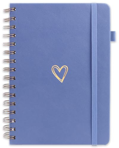 A5 linjerad spiraljournal anteckningsbok för kvinnor och män, PU-läder inbunden spiralanteckningsbok 200 sidor för att skriva, college-linjerat papper anteckningsblock för arbete och anteckningar (blå