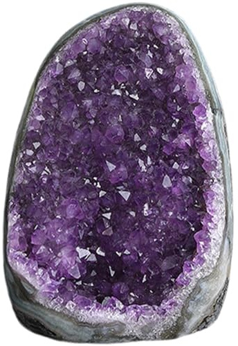 Roca de cristal de amatista, geoda de amatista natural de 3.53-10.58 oz, cristales y piedras de energía positiva para decoración del hogar, oficina, coche, decoraciones de Navidad