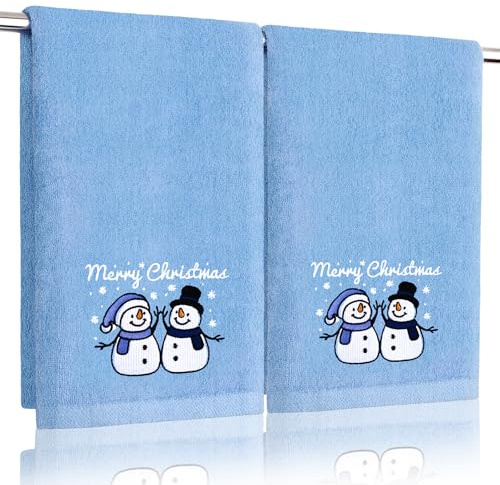 AGRIMONY Lustige Weihnachten Handtücher für Küche und Badezimmer - Baumwolle Geschirrtücher Deko Hängende Handtuch Geschirrtuch Einweihungsgeschenke Geschenke für Frauen-2er-Set,Blau