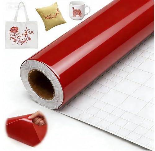 Yuragim Vinylfolie Plotter, Cricut Selbstklebendes Vinylfolie Plotter, 30,5 x 500 cm Plotterfolie Vinyl Permanent Rolle, Selbstklebende Folie mit Rückseite für Bastelprojekte, Schilder, Scrapbooking