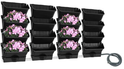 Bdneygtyr Mur vertical pour plantes avec 20 pots, tour de plantes pour balcon et jardin intérieur, jardin vertical moderne avec système d'irrigation, pots de fleurs montage mural pour herbes et fleurs