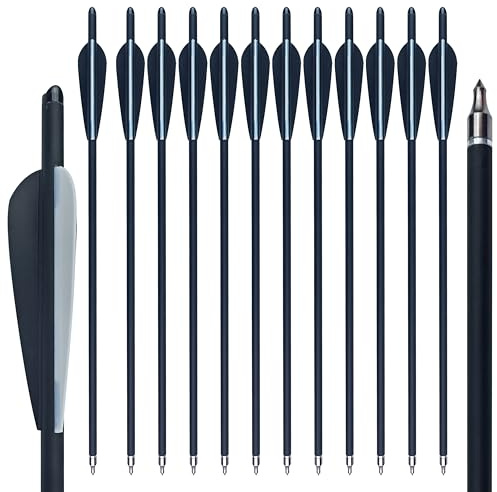 ZMATLIAO Armbrustbolzen Carbon-Jagdpfeile im 12er-Pack – 8,8 mm Durchmesser, 4-Zoll-Befiederung – für Bogenschießtraining, Jagd und Outdoor-Schießen – 16, 18, 20, 22 Zoll