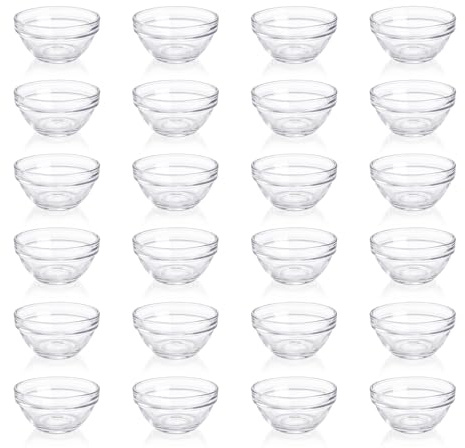 GETRICH 24 Piezas Cuencos de Cristal 6,2 cm de Diámetro Apilable 40 ml